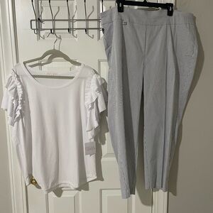 Elegant Striped Women's Pants light stretch 3x premise Ginger & Stella top nwt